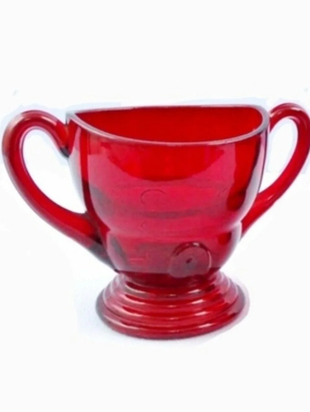 Vintage Martinsville Moonstone Pattern Red Ruby Glass Set Of Creamer And Sugar